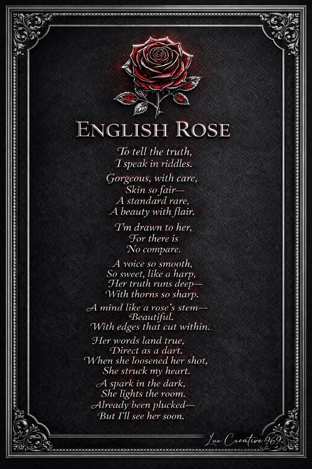 English Rose original poetry artwork