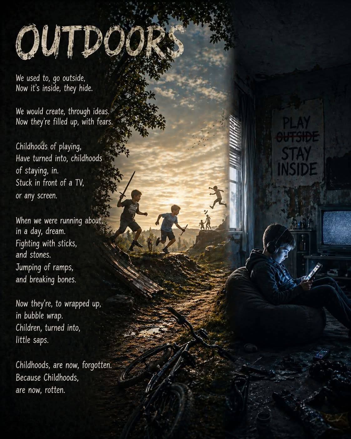 Outdoors original poetry artwork