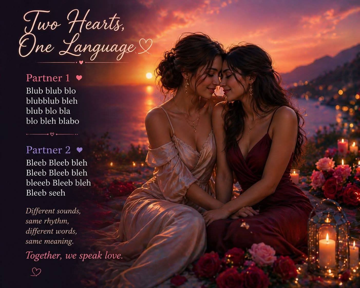 Two Hearts, One Language original poetry artwork