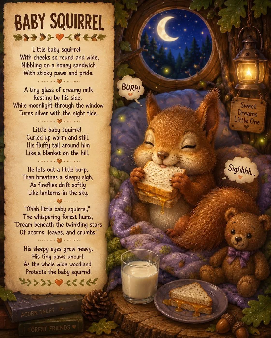 Baby Squirrel original poetry artwork
